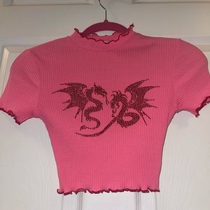 Adika Pink Dragon Bedazzled Crop Top